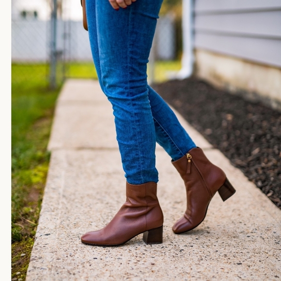 M. GEMI "Corsa" Italian Suede Block Heel Ankle Boot Grey Size 37 (7) - Picture 6 of 13